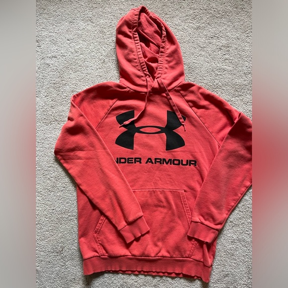 Vibrant “Coral” Under Armour Hoodie Sz M - Picture 1 of 3